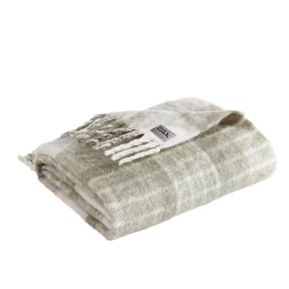 Hearthstone Plaid 1-Piece Green Polyester Faux Mohair 50 In. X 60 In. Throw Blanket