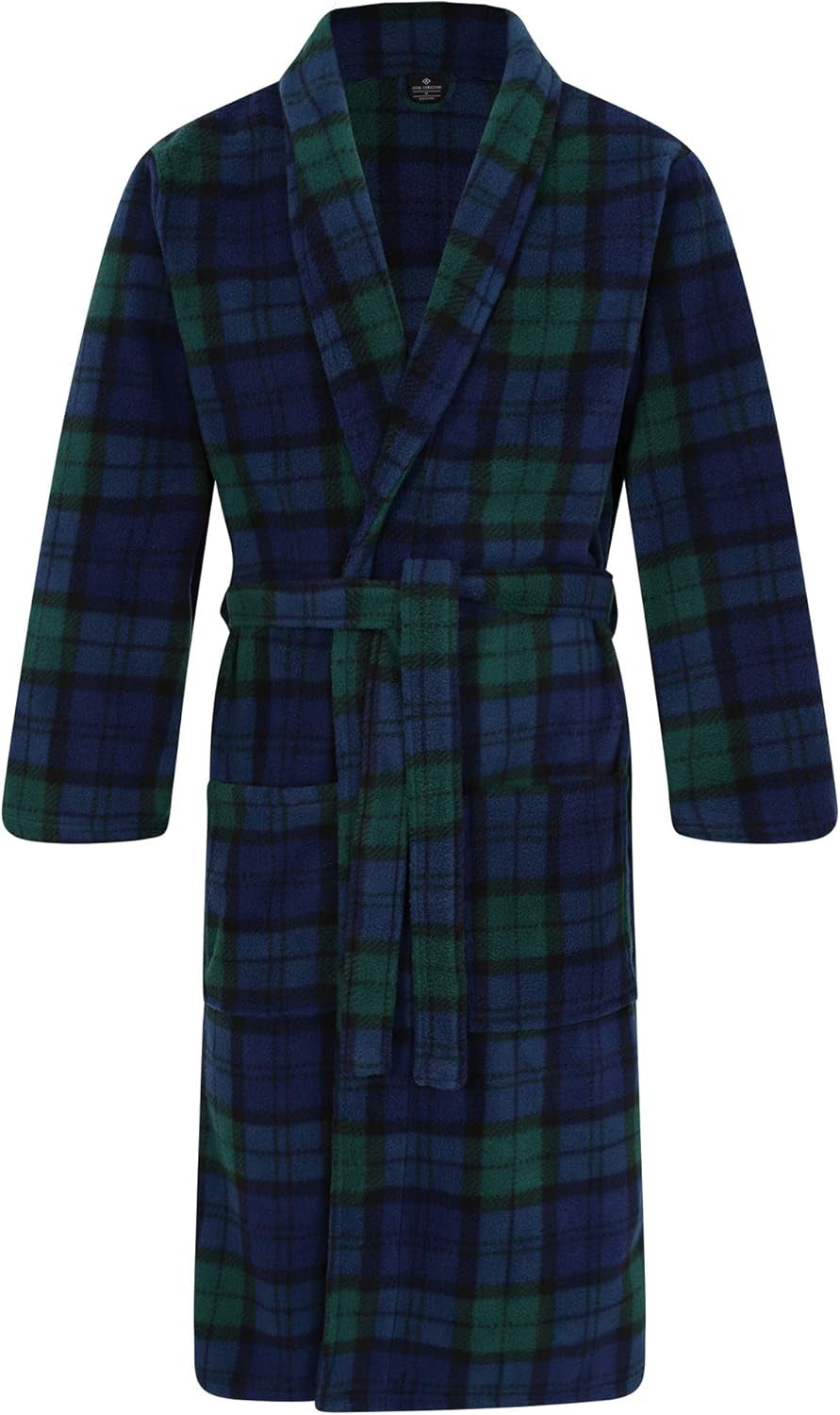 Men'S Fleece Robe, Scottish Black Watch Tartan