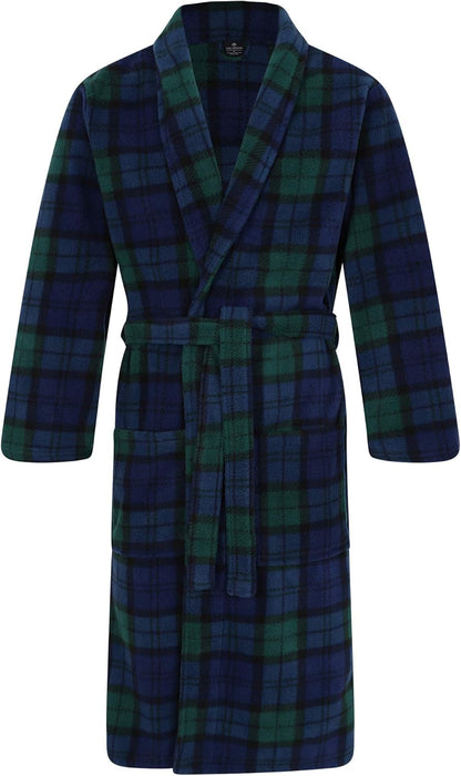 Men'S Fleece Robe, Scottish Black Watch Tartan