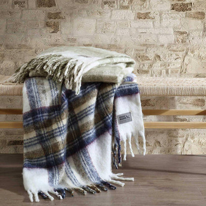 Hearthstone Plaid 1-Piece Green Polyester Faux Mohair 50 In. X 60 In. Throw Blanket