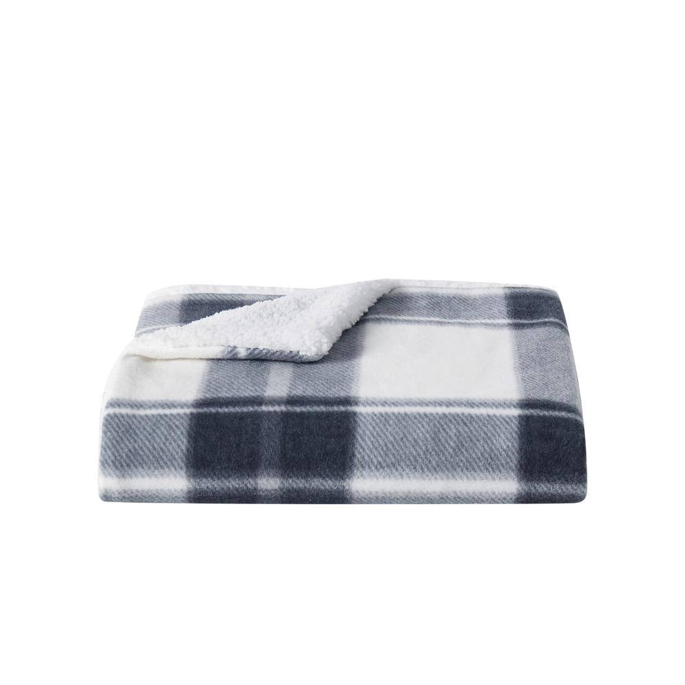 Cozy Teddy Blue Plaid Polyester Twin XL Blanket