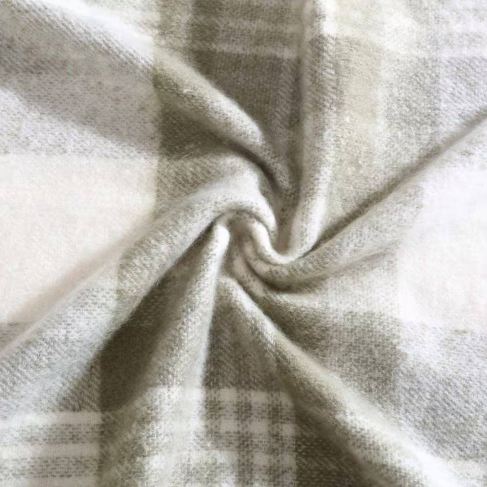 Hearthstone Plaid 1-Piece Green Polyester Faux Mohair 50 In. X 60 In. Throw Blanket